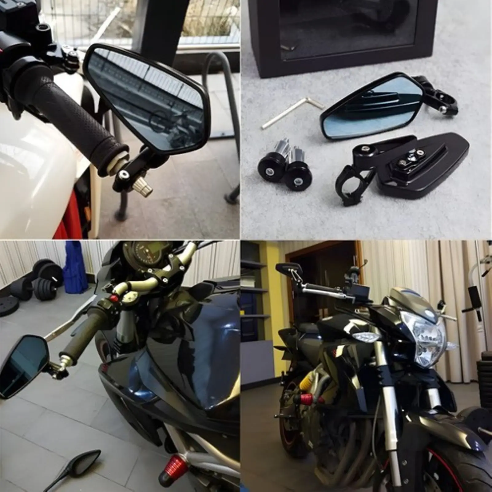 لدراجة نارية Kawasaki Z1000 مقاس 7/8 بوصة، مرايا جانبية للرؤية الخلفية باللون الأسود