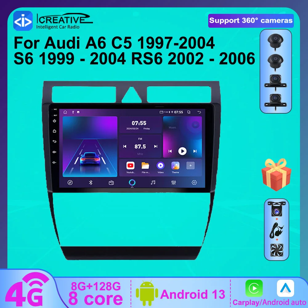 

Icreative 2 Din dvd no dvd Car Radio For Audi A6 C5 1997-2004 S6 2 1999-2004 4G Wifi Carplay Auto Multimedia Player HU Navi GPS