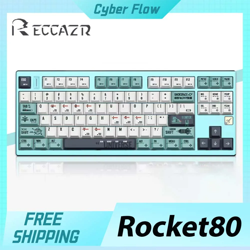 Reccazr Rocket Studio Rocket80 Mechanical Keyboard 3 Mode Wireless Keyboard Aluminium Alloy Gaming Keyboard Custom PC Accessory