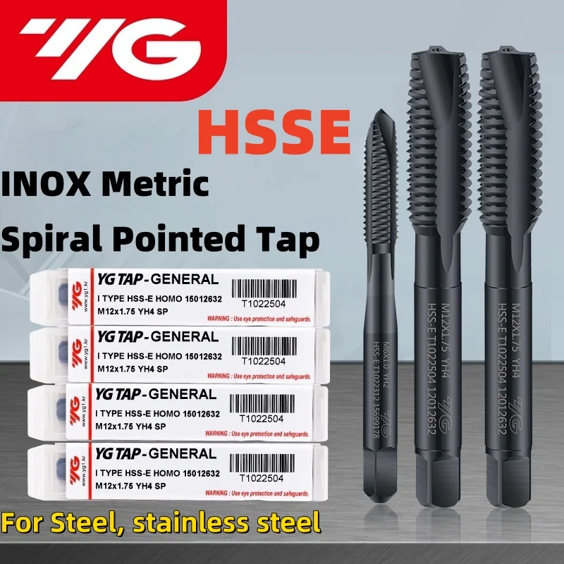 South Korea YG HSSE INOX Metric Spiral Pointed Tap M2M3M4M5M6M8M10M12-M36 Machine Screw Thread Taps For Blind Hole Tap For steel