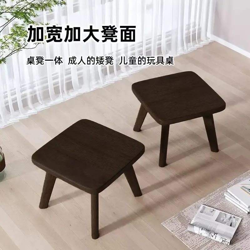 Solid wood small stool home round low square stool small bench for shoes foot living bedroom sofa single stool