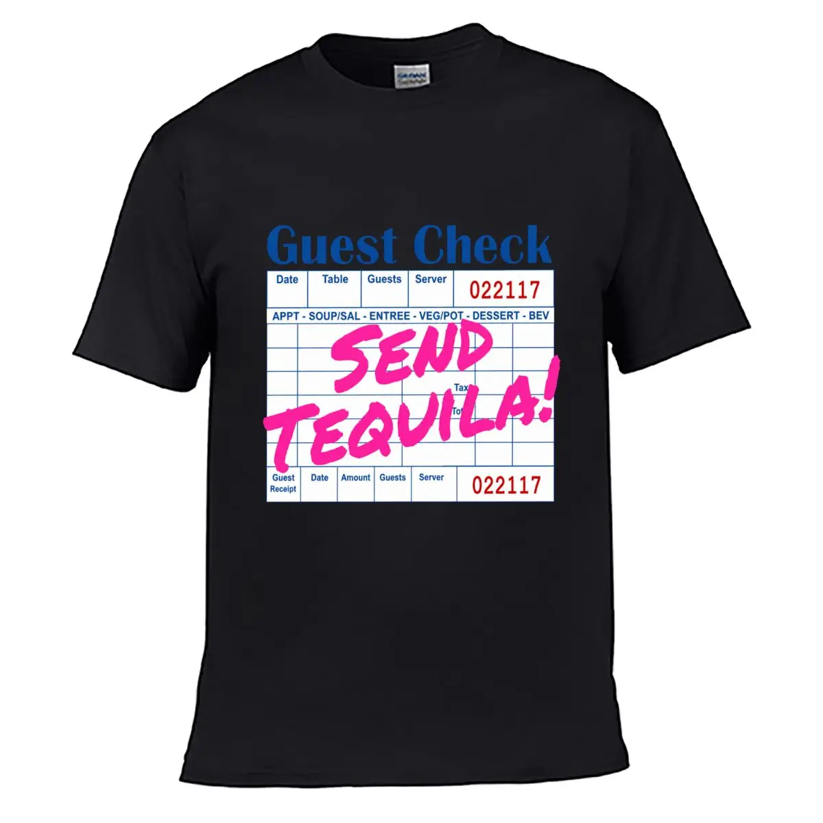 Guest Check Send Tequila 022117 Receipt Graphic Loose Vintage Distressed Washed Casual Tee