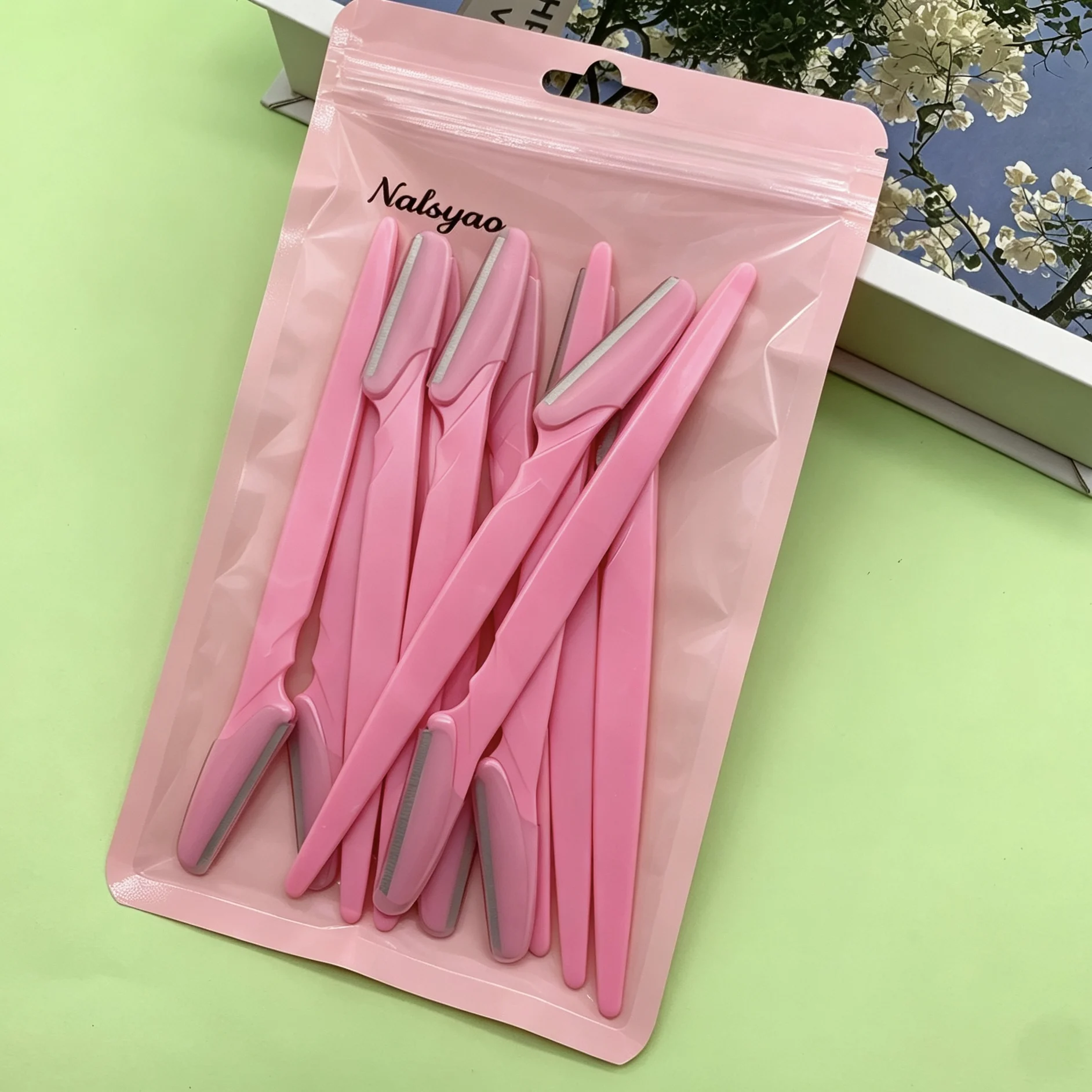 Nalsyao 12 Pcs Eyebrow Razor Women Face And Body Safe Trimmer Hair Shaver Eye Brow Remover With Cover Small Makeup Tools Set