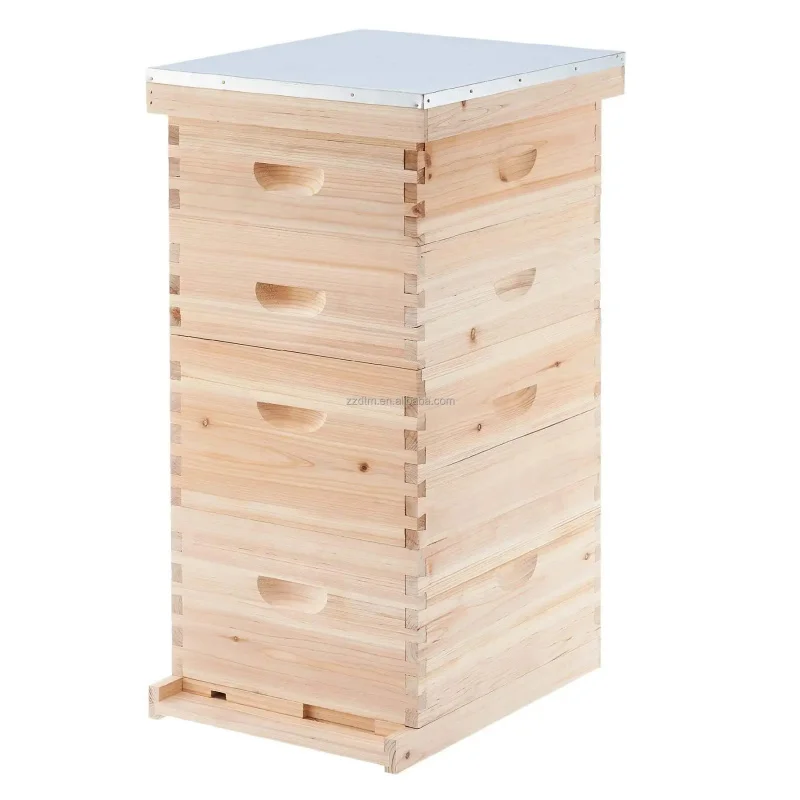 4-Layer Langstroth Beehive Starter Kit Bees House Box Bee Keeping Home Farm Retail New Condition Frame Included Fir/Pine Wood 2