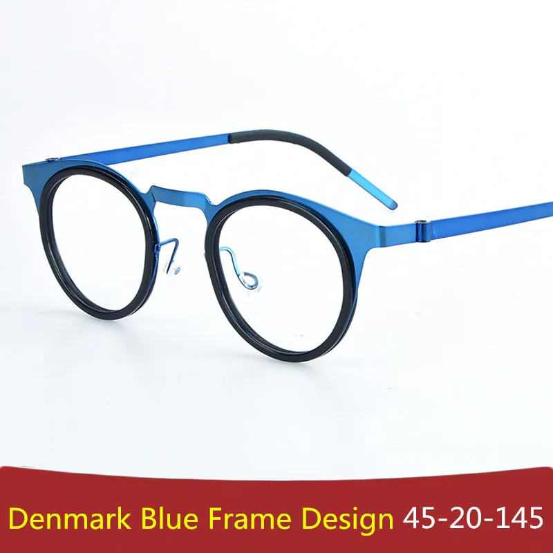 

Denmark Brand Glasses 9767 Men Women Retro Titanium Framed Eyeglasses Ultralight Oval High-end Blue Spectacles Design Eyewear