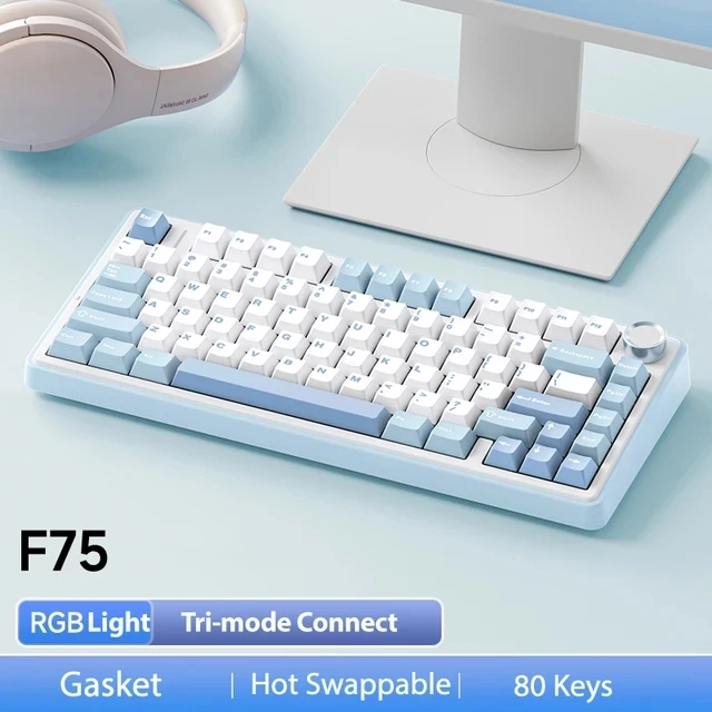 AULA F75 2.4G Draadloos/Bluetooth/Bedraad Gaming Mechanisch Toetsenbord RGB Aangepast 75% Indeling OEM Profiel Pakking Structuur