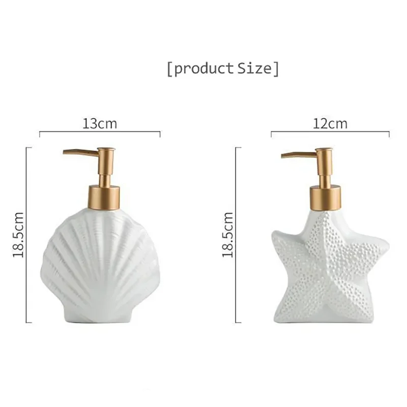 Ceramic Liquid Soap Dispenser Starfish Shell Shape Bathroom Lotion Hand Sanitizer Bottle Shampoo Container Bathroom Accessories