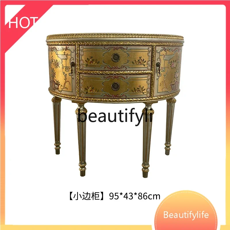 

A07 French spot luxury hand-painted gold foil door American hall entrance cabinet European solid wood birch furniture07A