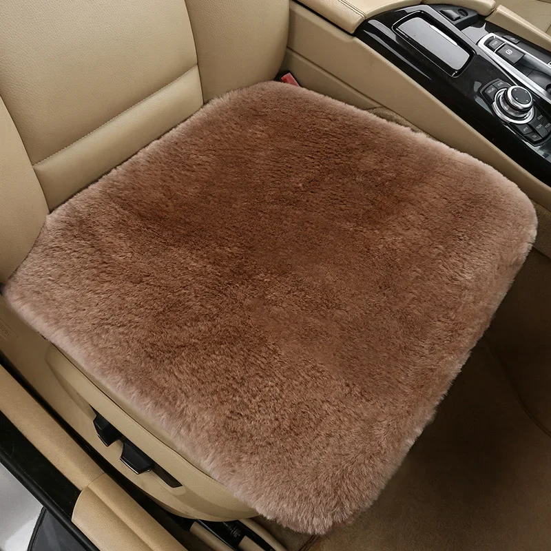 Pure wool car seat cushion winter fur integrated long wool without backrest single piece cashmere warm seat cushion seat cover