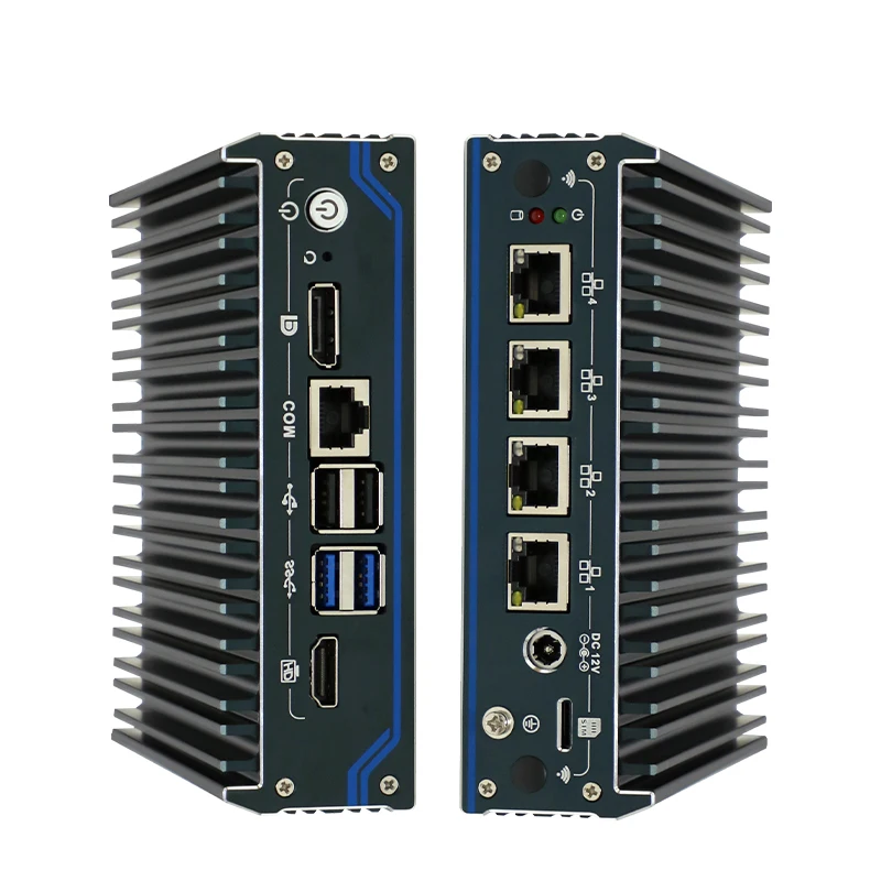 Fanless Macio Router J6412, Mini PC, Processador Quad Core, Micro Firewall, 4 * Intel, 2.5G LAN, HDMI DP, pfSense Firewall Appliance