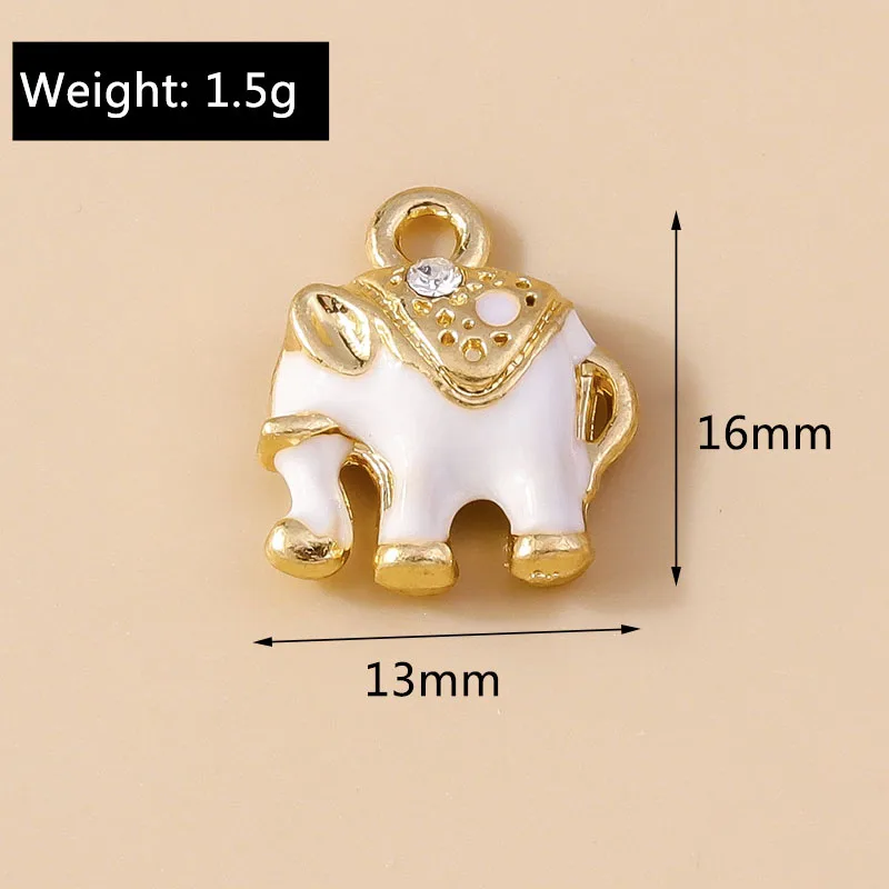 Leslie 10 Stück Emaille-Anhänger mit buntem Kristall, indischer Elefant, für DIY-Ohrringe, Halsketten, Anhänger, handgefertigte Schmuckherstellung, Zubehör – Detail 8
