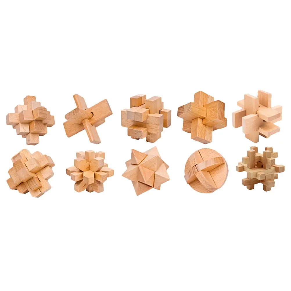 

1Set Kongming Lock Wooden Iq Puzzle Durable Fine Craft Dexterity Development Parent-Child Interaction Educational Puzzle Game