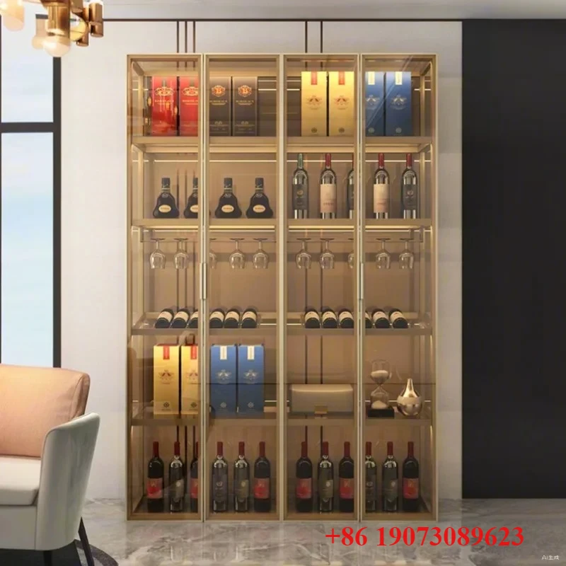 

Drinks Cabinet Bar Luxury Open Cabinets Display Room Liquor Modern Home Hanging Wine Decoration High End Szafka Furniture Wall