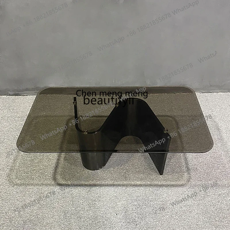 

X CQYItalian coffee table light luxury stainless steel modern creative minimalist round square glass designer