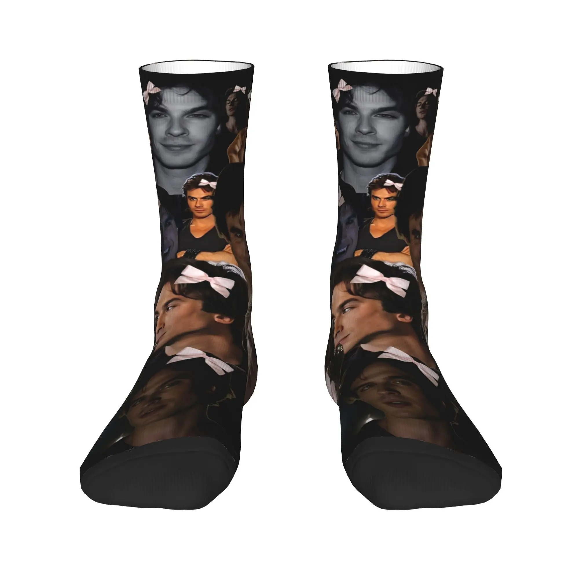 The Vampire Diaries Damon Salvatore Socks  Gothic Stockings Unisex Comfortable Running Socks Autumn Printed Anti Bacterial Socks