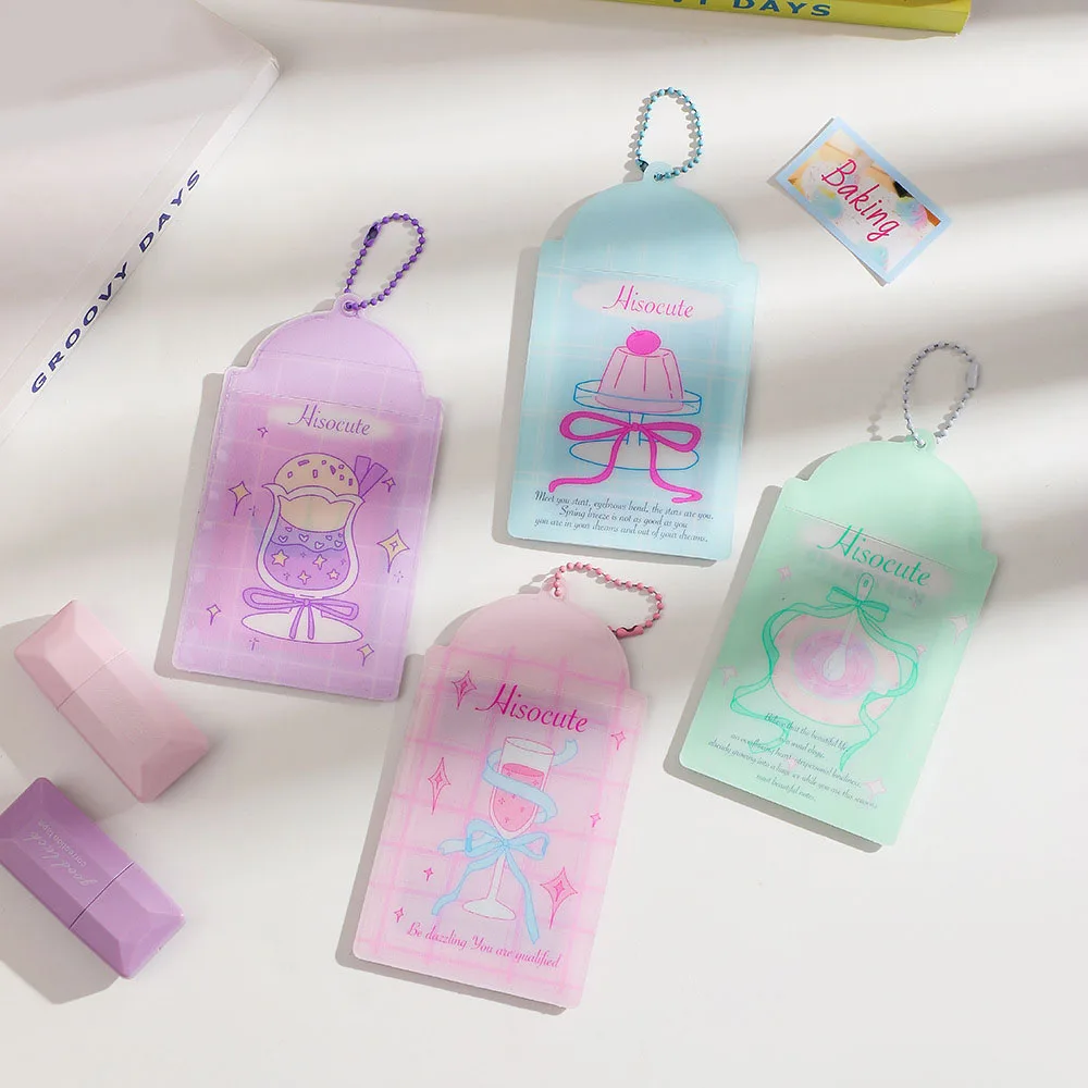 PVC Photocards Holder Cute Sweet Bow Photo Sleeves Bag Pendant Cartoon Card Holder Key Chain Card Pouch 3 Inch