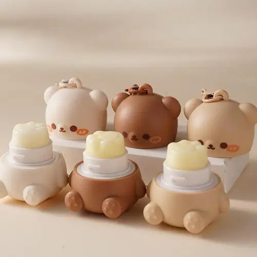 귀여운 작은 곰 입술 밤, 보습 보습, 건조 방지 균열 페이드 립 라인 립스틱, 아기 사용 가능 립 케어