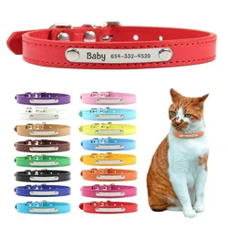 Colar de couro PU personalizado para gatos e cães, gatinho e filhotes, ID Name Gravura, Pet Neck Starp, Acessórios para cães pequenos