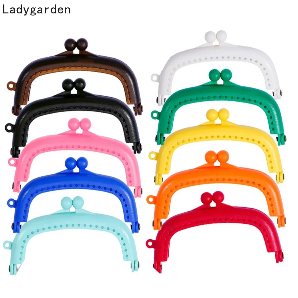 1PC 8.5cm Bag Accessories with Needle Thread Hole DIY Bag Handle Candy Color Plastic Coin Purse Arc Clasp Lock Handbag Frame