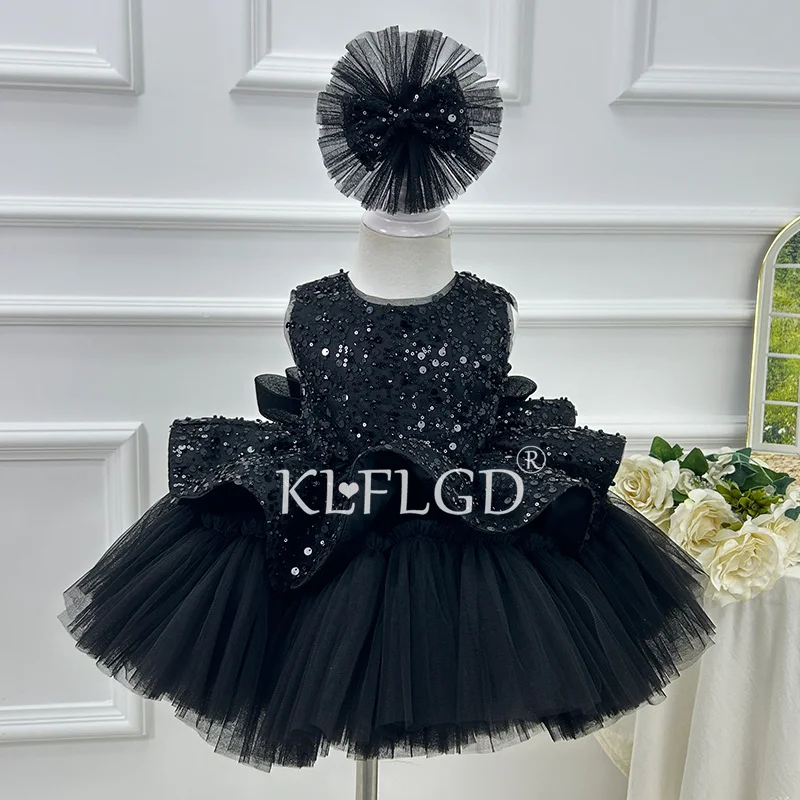 KLFLGD Baby Children's Dress Purple Sequin Fluffy Skirt Girl's Birthday Party Princess Dress Girl Baby's First Christmas Dress