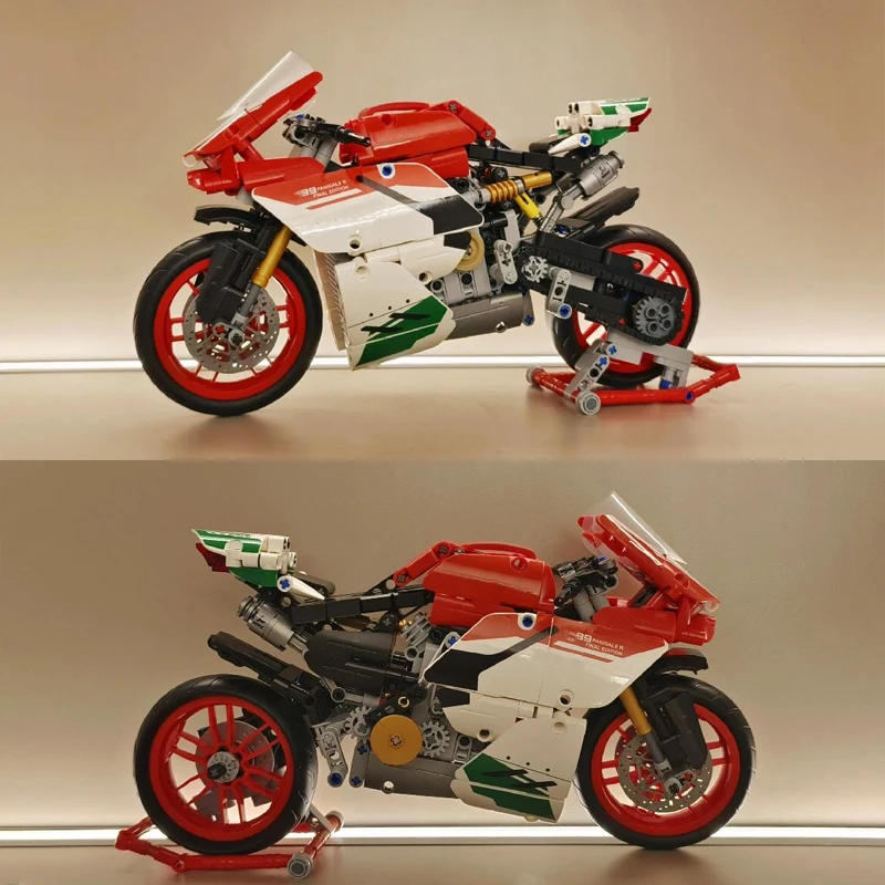 902pcs New Technical Super Speed Motorcycle Building Blocks Technology Motorbike MOC Assemble Bricks Toys For Boys Kids Gifts