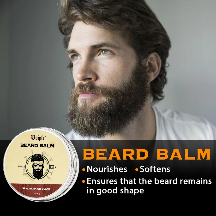 30g Natural Shea Butter Beard Balm for Men Facial Hair Beard Growth Wax Moisturizing Smoothing Mustache Cream Beard Care