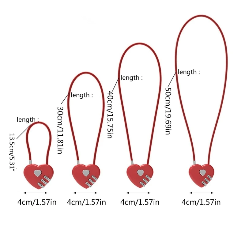 Candado con código contraseña corazón, candado con cerradura concéntrica, cuerda alambre larga, candado con contraseña,