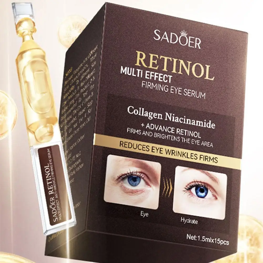 Retinol eye serum anti-wrinkle firming collagen serum brightens fine lines eyes reduces dark circles eye bags puffiness eye care