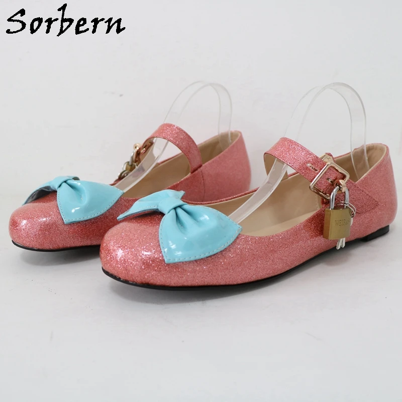 Sorbern Watermelon Glitter Flat Lolita Shoes Women Cute Round Toe Lockable Straps Mary Jane Shoe Custom Colors