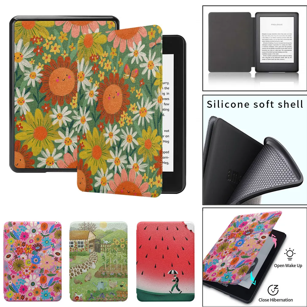 kindle case beautiful colorful patterns paperwhite4th 5th Silicone soft shell  funda 2021 11th  8th generation