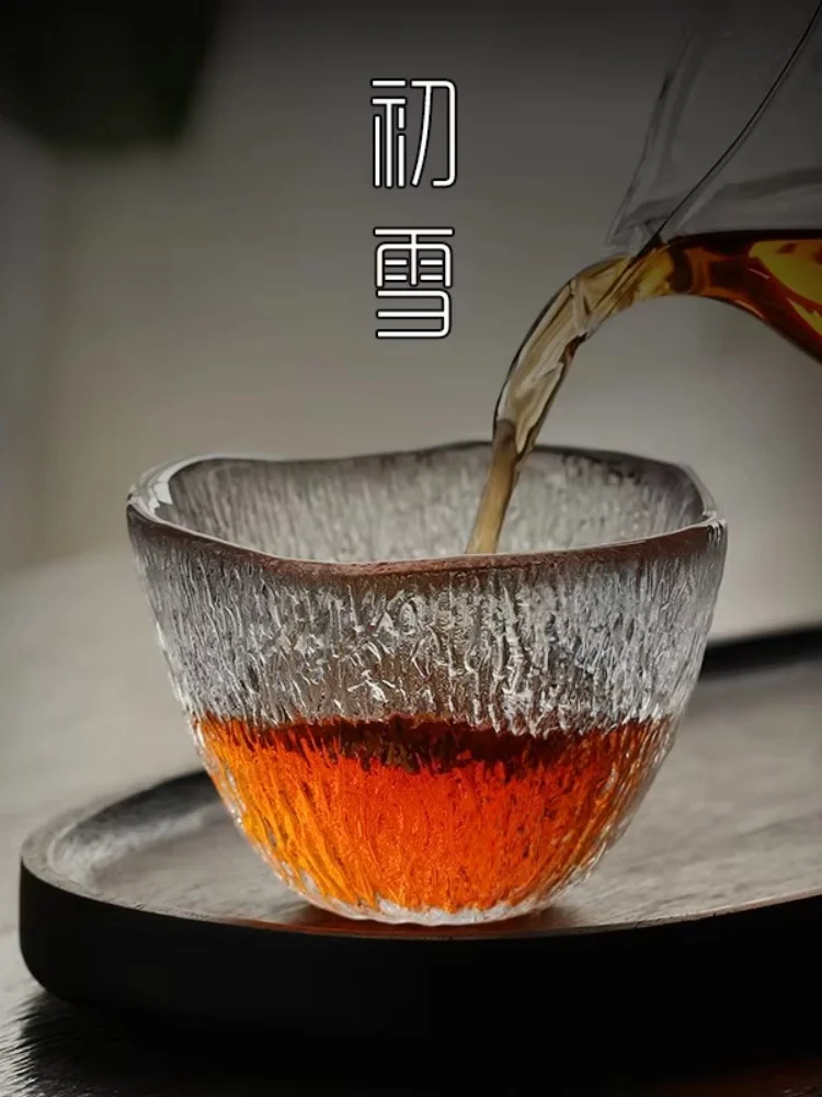 1pc 160ml Heat-resistant Glass Tea Cup Rain Drop Cup Transparent Glass Drinking Japanese Kung Fu Tea Set Wine Glass