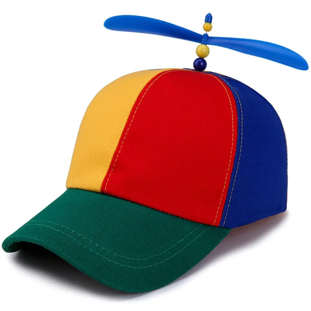 Fashion Rainbow Baseball Cap Bamboo Dragonfly Baseball Hat Funny Helicopter Propeller Windmill Sun Cap for Boys Girls Adult Kids