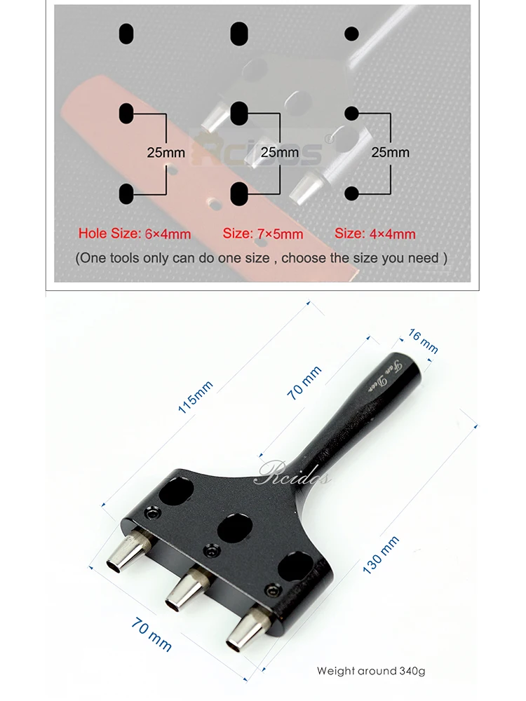 RCIDOS Fandeer Leatehr Belt Punching Tools,Fan Deer Girdle Hole Puncher,3 Hole Center Distance 25mm,1pcs price