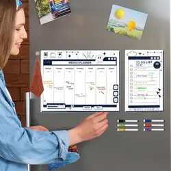 펜 포함 마그네틱 주간 플래너, 효율적인 주간 계획, 스크래치 방지, 마그네틱 냉장고 캘린더 키트