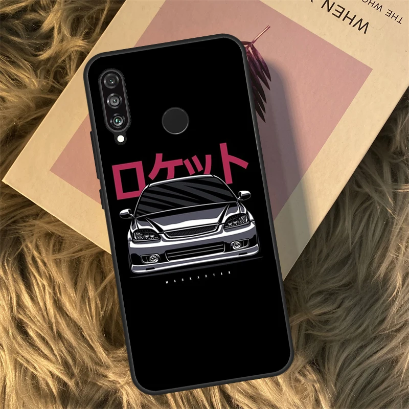 Sport Auto Jdm Drift Case Voor Huawei P30 P20 P50 Pro P40 Lite P Smart 2021 Nova 5T Voor honor X8 X9a 50 70 Cover