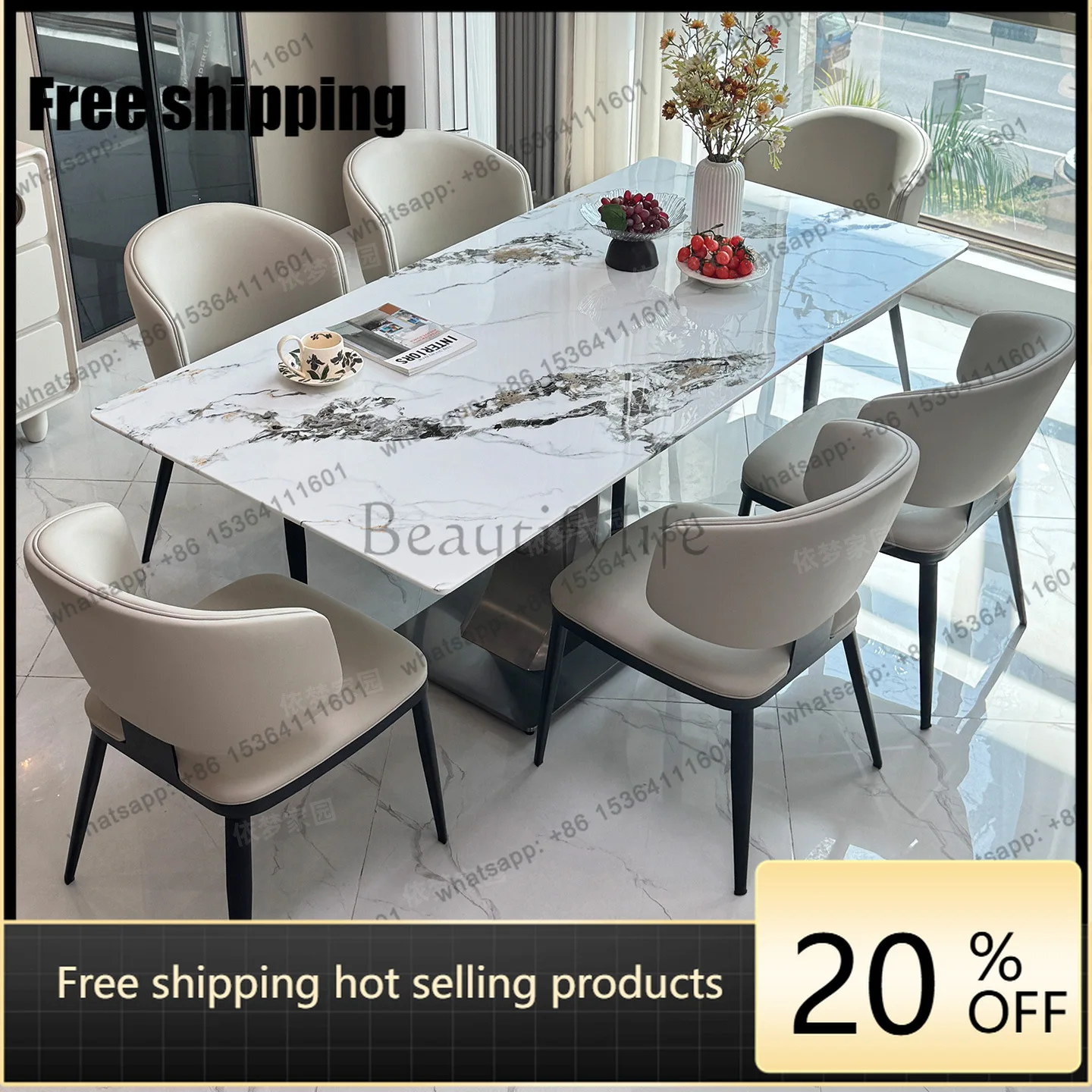 YJ Italian minimalist dining table light luxury high sense home modern simple dining table