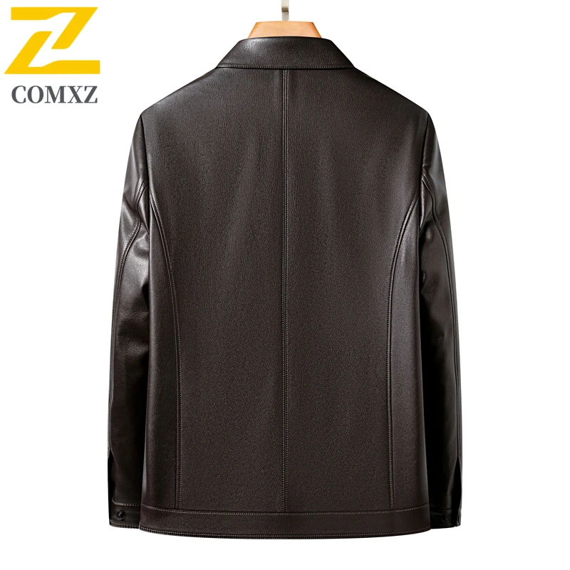 Mens Premium Leather Jacket Autumn 2025 Fashion Classic Business Casual Leather Overcoat Comfort Fit Lightweight PU Leather Coat