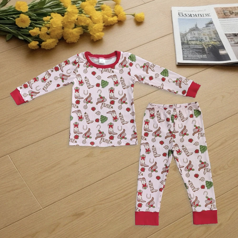 

9.18 Kids Winter Clothes For Girls Baby Girls Boots Holly Top Pant Christmas Pajamas Set