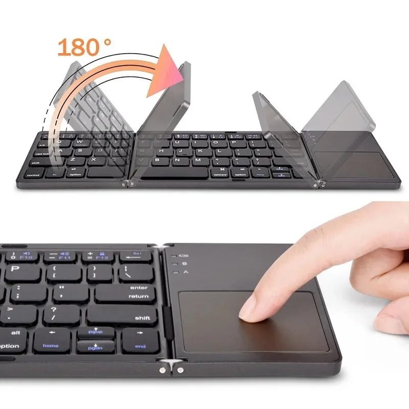FCC CE RoHs B033 Pocket-sized Rechargeable Wireless Bluetooth Ultra-Slim Folding Keyboard with Touchpad Foldable Keyboard