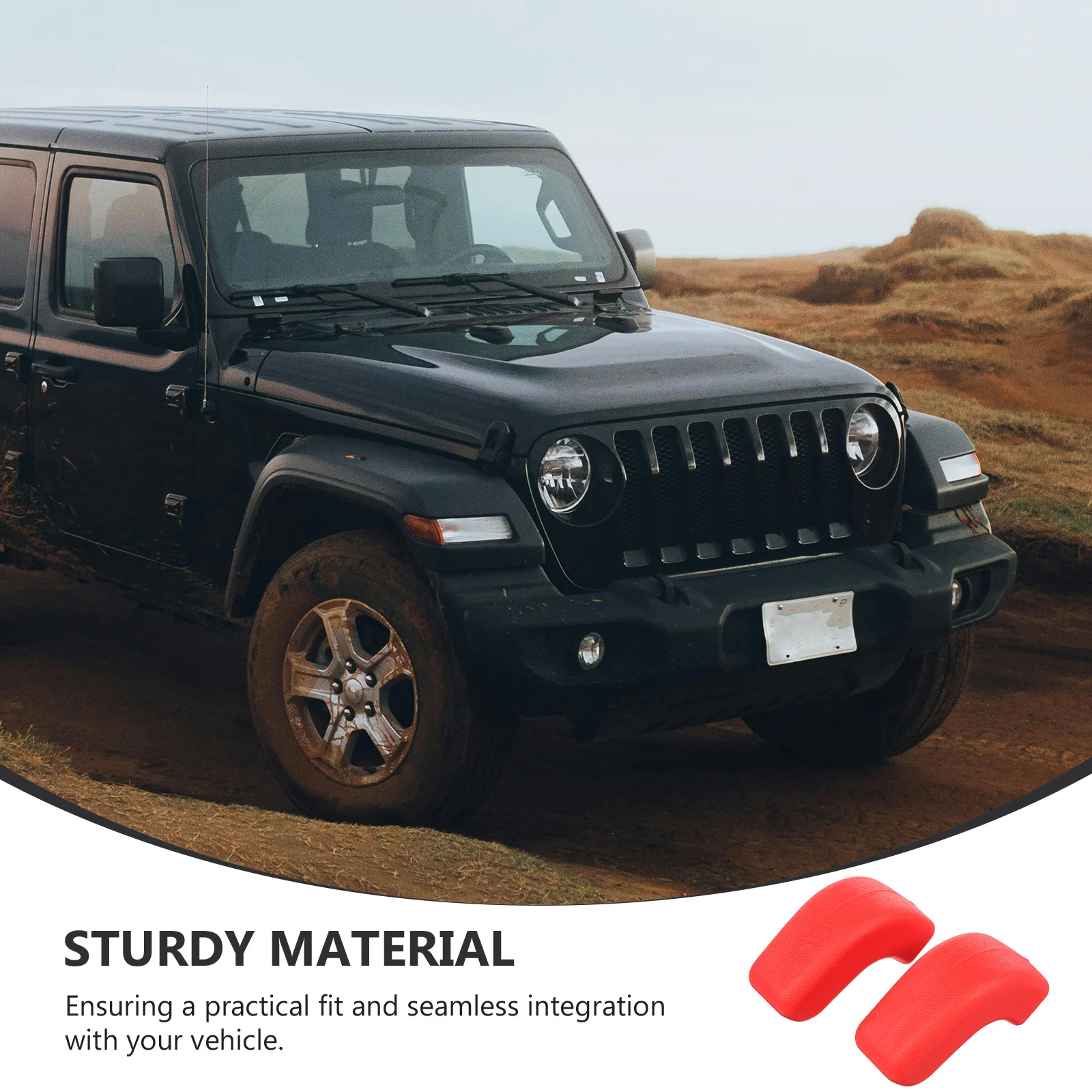 フロントバンパー牽引フックカバー JK JT 07-23 用 耐久性のある耐候性ゴム製フードキャッチブラケットコラムエンドキャップ