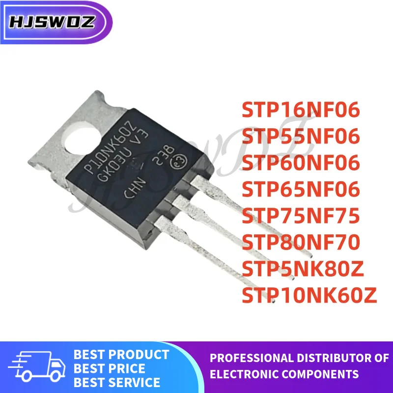 10Pcs/LOT New STP5NK80Z STP55NF06 STP16NF06 STP80NF70 STP65NF06 STP60NF06 STP75NF75 STP10NK60Z TO-220 In Stock