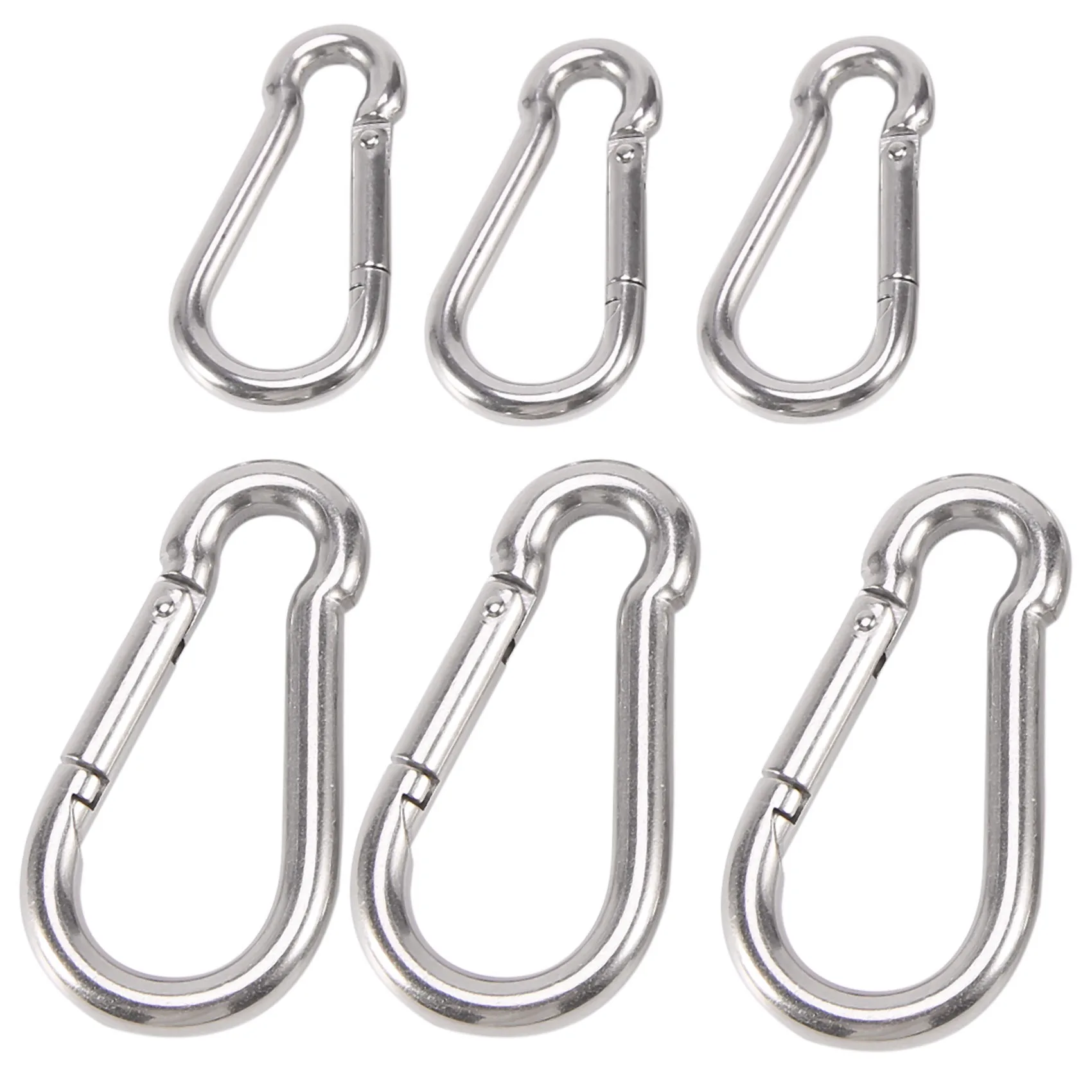 6Pcs Stainless Steel Spring Snap Hook Carabiner, Small Carabiner, Stainless Steel Clips for Flags Climbing(M6 and M8)