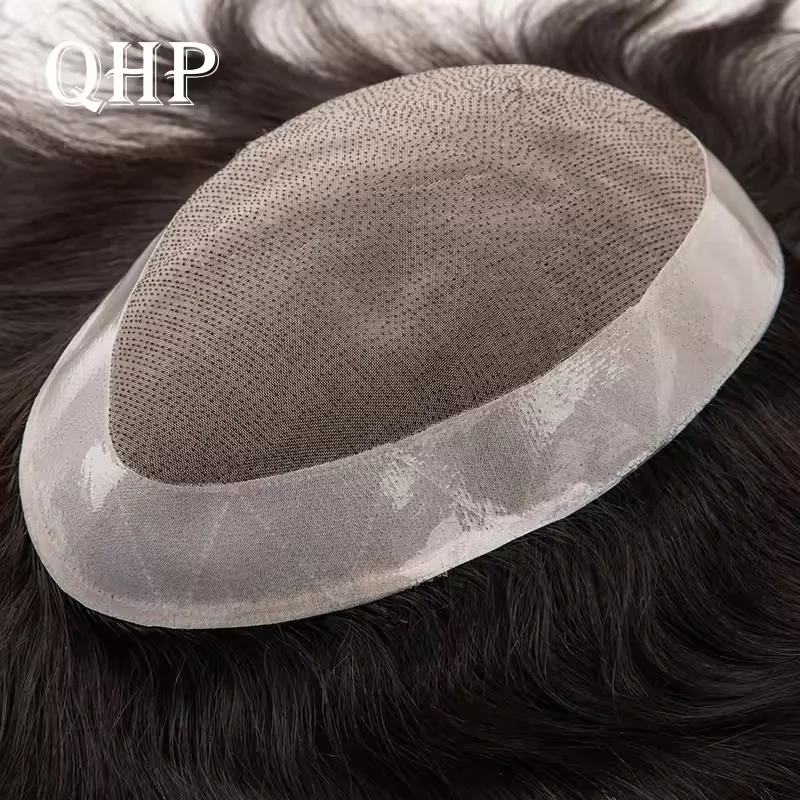 Toupee For Men Mono PU Men's Wigs 6inch Natural Human Hair Prosthesis Straight Wave Male Hair Prosthesis Durable Hair System