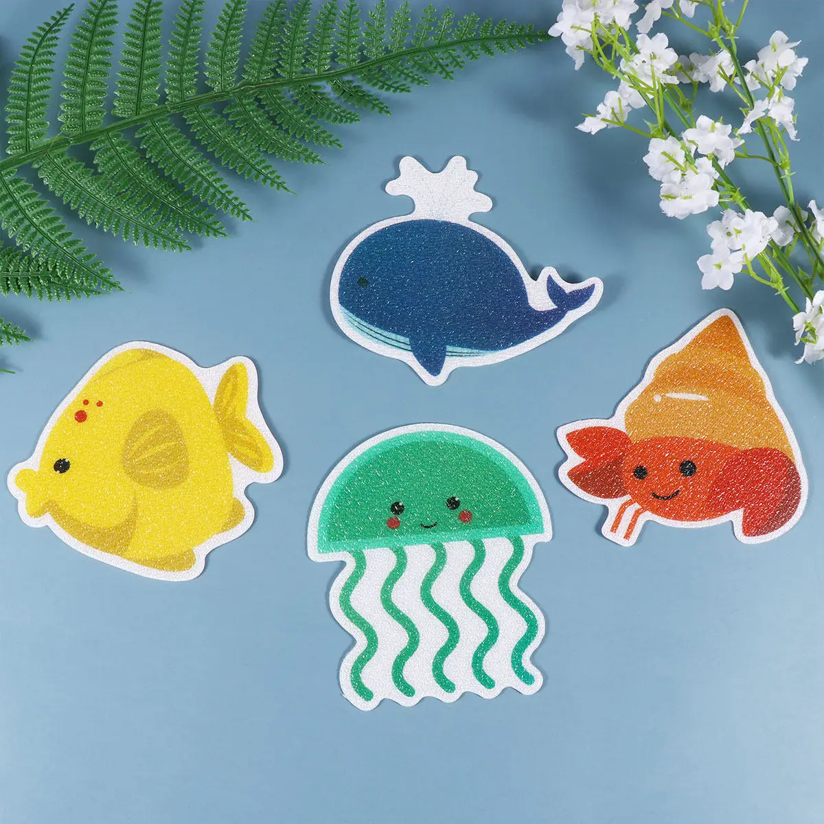Anti Slip Bath Stickers 10PCS Cartoon Waterproof Bathtub Floor Decals for Kids Bathroom Tile Safety