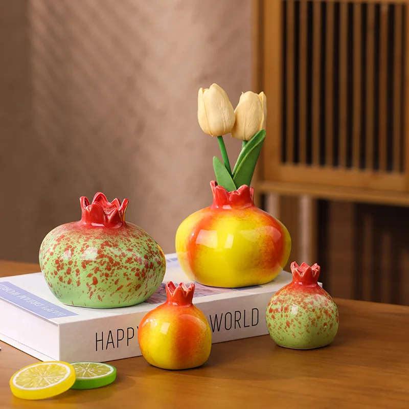 Orange Lemon Vase Fruit Shaped Desktop Decorations Ceramic Vase Flower Arrangement Hydroponic Plants Flower Pot Ornament Crafts