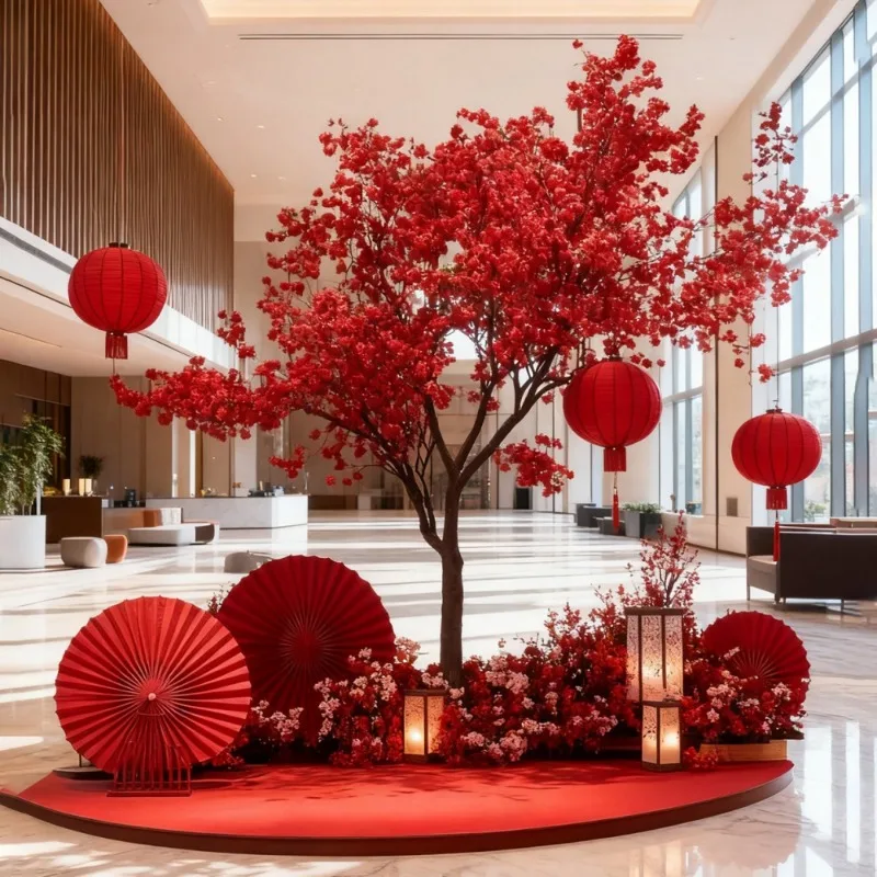 

Spring Festival atmosphere scene arrangement New Year tree company New Year's Eve meeting site decoration shopping mall