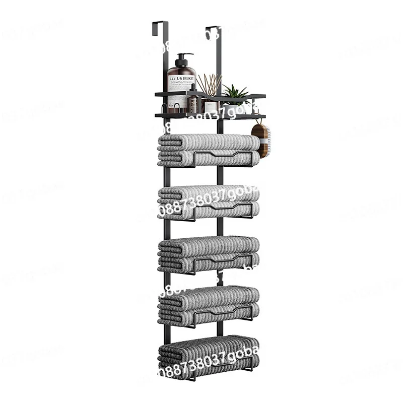 

Полка для хранения полотенец за дверью Настенная отделочная полка для ванной комнаты Многослойная