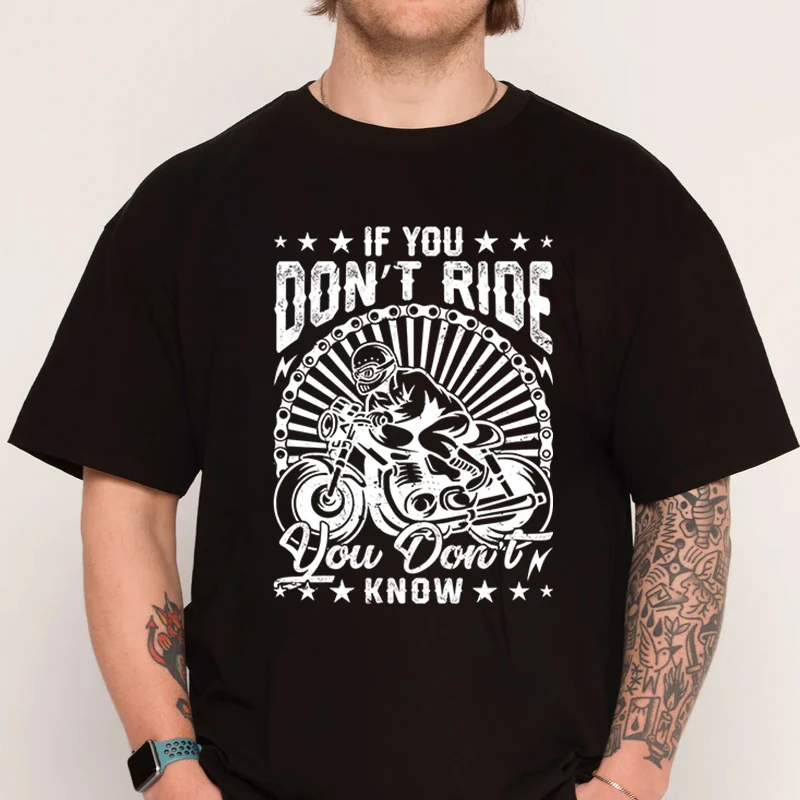 White Vintage Chopper Rider Skull Graphic T-shirt Retro Biker Distressed Chain Frame Print Soft Cotton Unisex Short Sleeve Tee