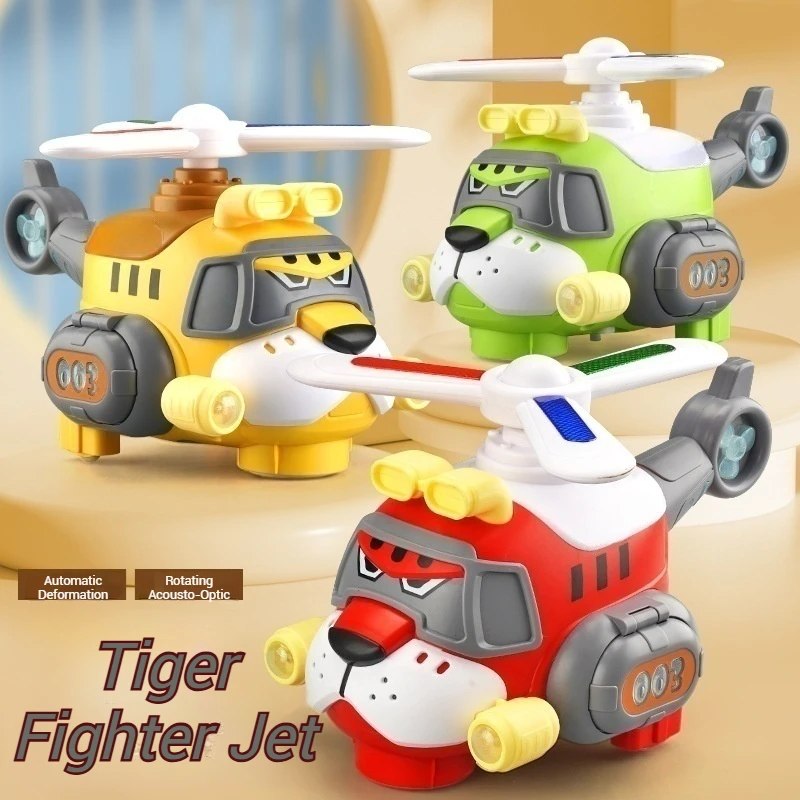 Rotating Tiger with Light Electric Airplane Toddler Cartoon Toys With Sounds Children's Toy Helicopter for Boys Birthday Gifts