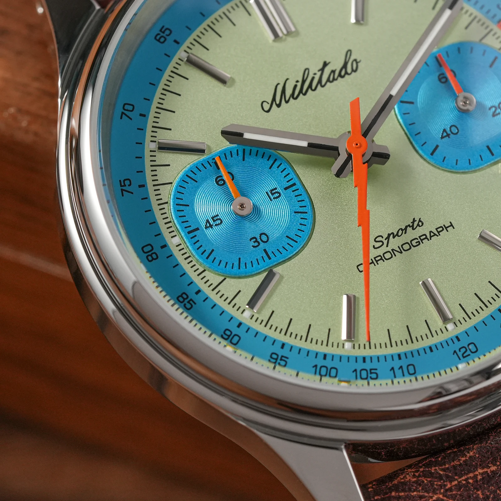 MILITADO ML23 Miyota 6S21 Sweep Chronograph Watch 40mm Sapphire Crystal 316L Steel 100M Waterproof BGW9 Lume Leather Strap